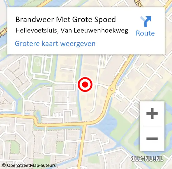 Locatie op kaart van de 112 melding: Brandweer Met Grote Spoed Naar Hellevoetsluis, Van Leeuwenhoekweg op 6 juni 2016 13:44