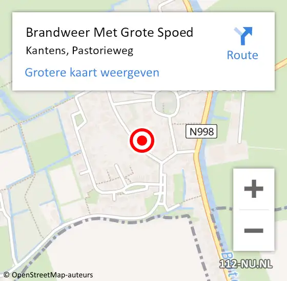 Locatie op kaart van de 112 melding: Brandweer Met Grote Spoed Naar Kantens, Pastorieweg op 6 juni 2016 13:48