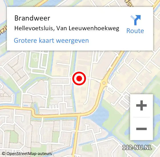 Locatie op kaart van de 112 melding: Brandweer Hellevoetsluis, Van Leeuwenhoekweg op 6 juni 2016 14:13