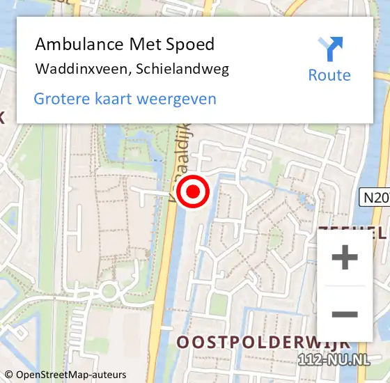 Locatie op kaart van de 112 melding: Ambulance Met Spoed Naar Waddinxveen, Schielandweg op 6 juni 2016 14:26