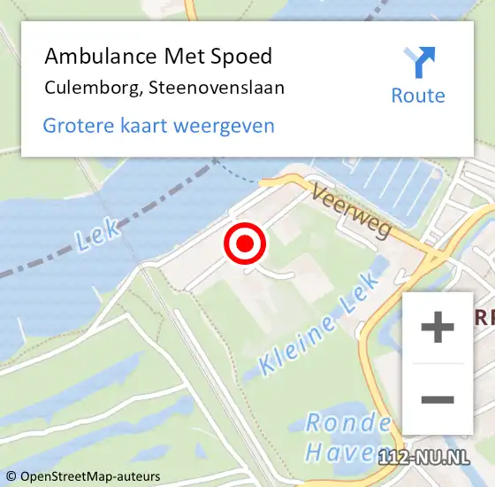 Locatie op kaart van de 112 melding: Ambulance Met Spoed Naar Culemborg, Steenovenslaan op 6 juni 2016 16:08