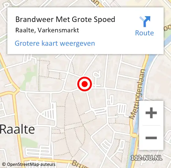 Locatie op kaart van de 112 melding: Brandweer Met Grote Spoed Naar Raalte, Varkensmarkt op 17 december 2013 12:25