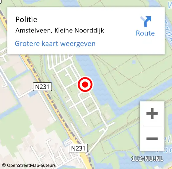 Locatie op kaart van de 112 melding: Politie Amstelveen, Kleine Noorddijk op 6 juni 2016 17:07