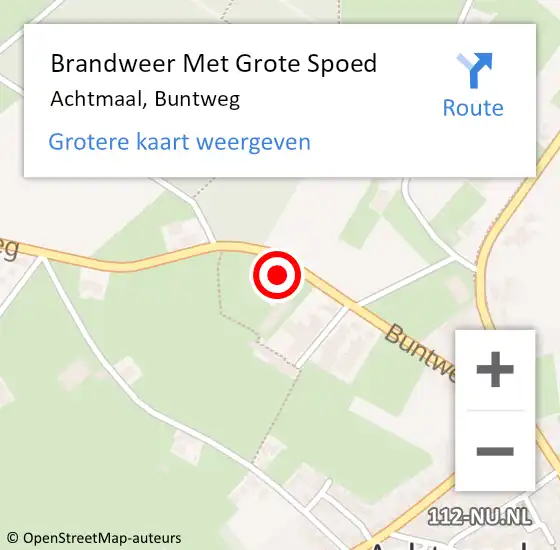 Locatie op kaart van de 112 melding: Brandweer Met Grote Spoed Naar Achtmaal, Buntweg op 6 juni 2016 17:25