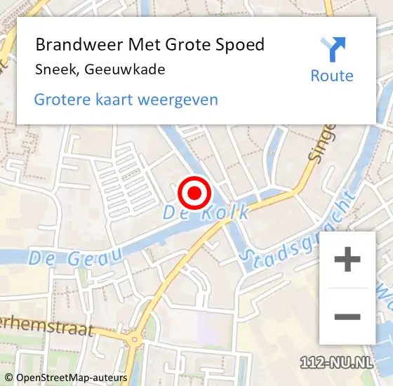 Locatie op kaart van de 112 melding: Brandweer Met Grote Spoed Naar Sneek, Geeuwkade op 6 juni 2016 19:55