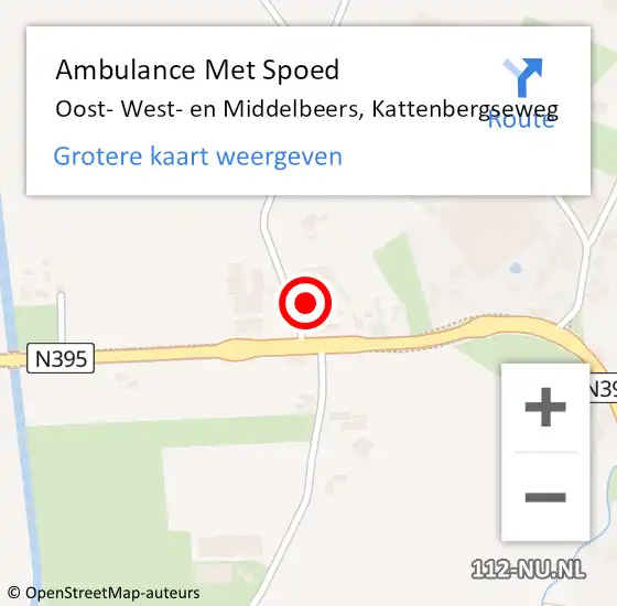 Locatie op kaart van de 112 melding: Ambulance Met Spoed Naar Oost- West- en Middelbeers, Kattenbergseweg op 6 juni 2016 19:55