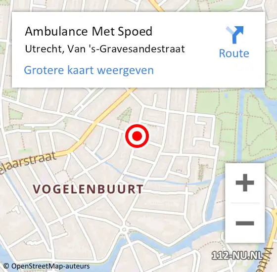 Locatie op kaart van de 112 melding: Ambulance Met Spoed Naar Utrecht, Van 's-Gravesandestraat op 6 juni 2016 19:57