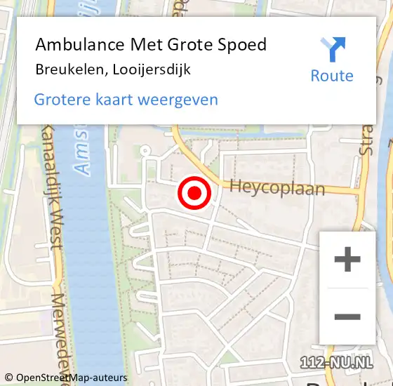 Locatie op kaart van de 112 melding: Ambulance Met Grote Spoed Naar Breukelen, Looijersdijk op 6 juni 2016 19:59