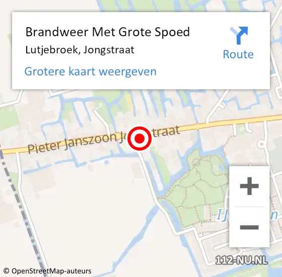 Locatie op kaart van de 112 melding: Brandweer Met Grote Spoed Naar Lutjebroek, Jongstraat op 6 juni 2016 20:32