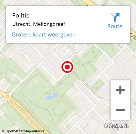 Locatie op kaart van de 112 melding: Politie Utrecht, Mekongdreef op 6 juni 2016 20:55