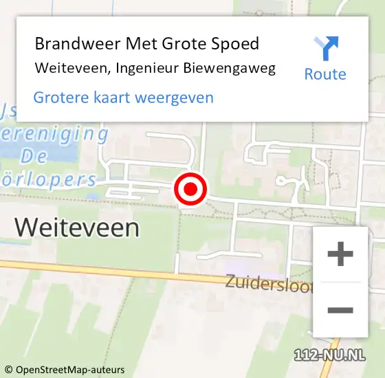 Locatie op kaart van de 112 melding: Brandweer Met Grote Spoed Naar Weiteveen, Ingenieur Biewengaweg op 6 juni 2016 20:56