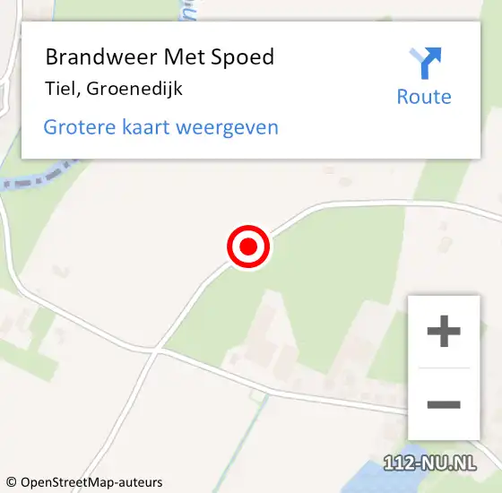 Locatie op kaart van de 112 melding: Brandweer Met Spoed Naar Tiel, Groenedijk op 6 juni 2016 23:34