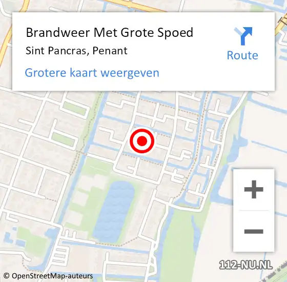 Locatie op kaart van de 112 melding: Brandweer Met Grote Spoed Naar Sint Pancras, Penant op 7 juni 2016 00:15