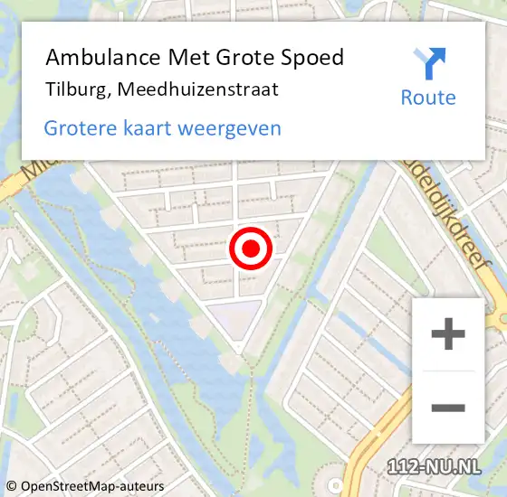 Locatie op kaart van de 112 melding: Ambulance Met Grote Spoed Naar Tilburg, Meedhuizenstraat op 17 december 2013 13:09