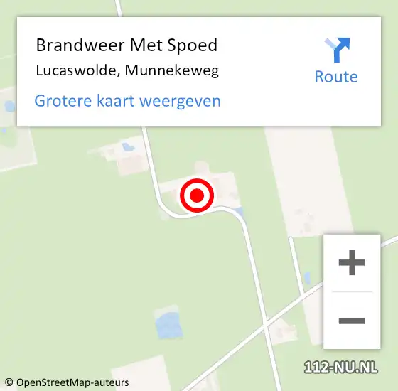 Locatie op kaart van de 112 melding: Brandweer Met Spoed Naar Lucaswolde, Munnekeweg op 7 juni 2016 01:26