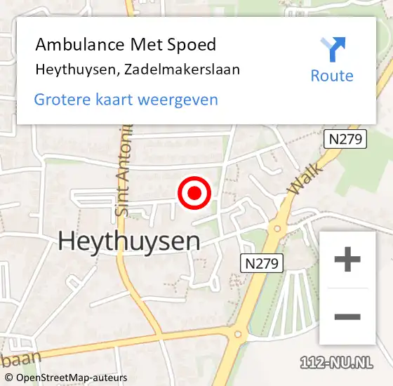 Locatie op kaart van de 112 melding: Ambulance Met Spoed Naar Heythuysen, Zadelmakerslaan op 17 december 2013 13:25