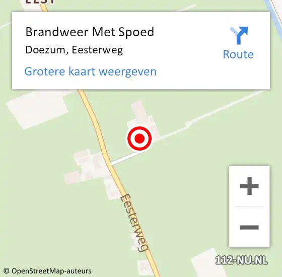 Locatie op kaart van de 112 melding: Brandweer Met Spoed Naar Doezum, Eesterweg op 7 juni 2016 08:16