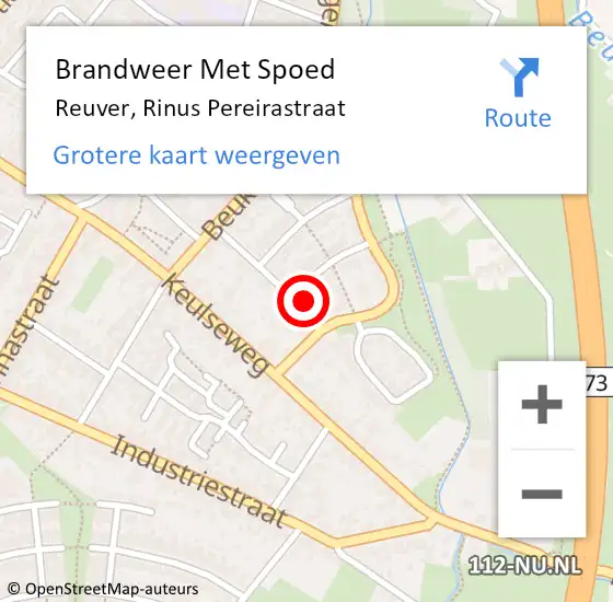 Locatie op kaart van de 112 melding: Brandweer Met Spoed Naar Reuver, Rinus Pereirastraat op 7 juni 2016 09:04