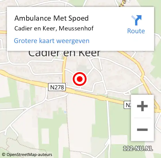 Locatie op kaart van de 112 melding: Ambulance Met Spoed Naar Cadier en Keer, Meussenhof op 16 september 2013 12:20