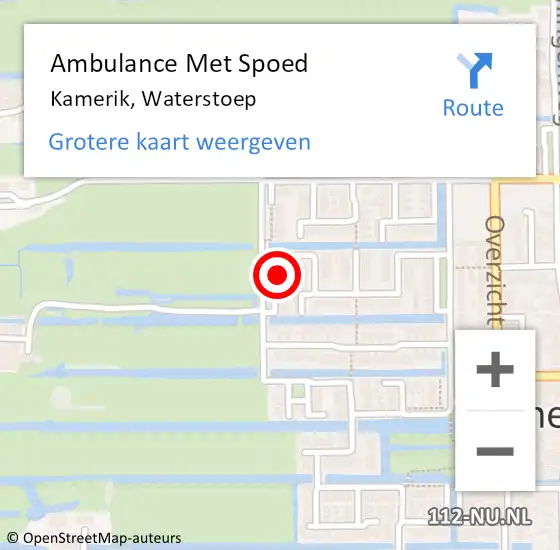 Locatie op kaart van de 112 melding: Ambulance Met Spoed Naar Kamerik, Waterstoep op 7 juni 2016 10:04