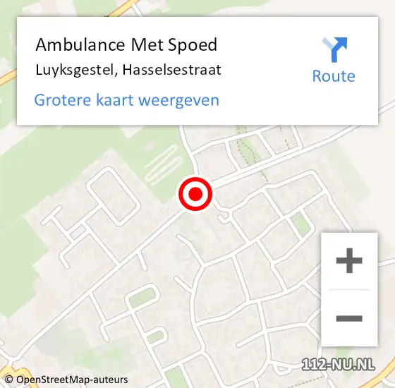 Locatie op kaart van de 112 melding: Ambulance Met Spoed Naar Luyksgestel, Hasselsestraat op 7 juni 2016 10:33