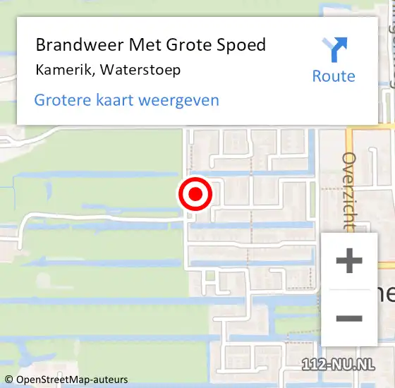 Locatie op kaart van de 112 melding: Brandweer Met Grote Spoed Naar Kamerik, Waterstoep op 7 juni 2016 10:48