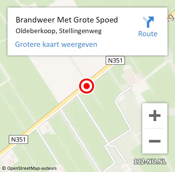 Locatie op kaart van de 112 melding: Brandweer Met Grote Spoed Naar Oldeberkoop, Stellingenweg op 7 juni 2016 10:59