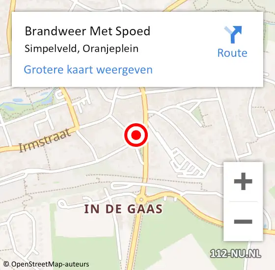 Locatie op kaart van de 112 melding: Brandweer Met Spoed Naar Simpelveld, Oranjeplein op 7 juni 2016 11:09