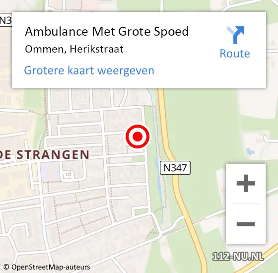 Locatie op kaart van de 112 melding: Ambulance Met Grote Spoed Naar Ommen, Herikstraat op 7 juni 2016 11:16