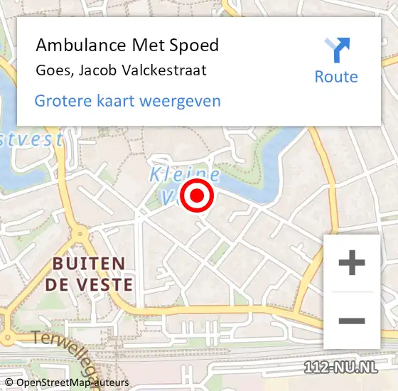 Locatie op kaart van de 112 melding: Ambulance Met Spoed Naar Goes, Jacob Valckestraat op 7 juni 2016 11:29