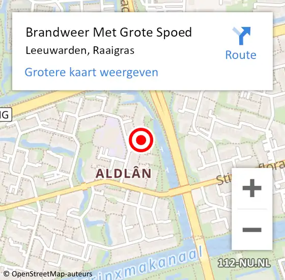 Locatie op kaart van de 112 melding: Brandweer Met Grote Spoed Naar Leeuwarden, Raaigras op 7 juni 2016 11:35