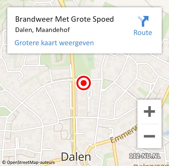 Locatie op kaart van de 112 melding: Brandweer Met Grote Spoed Naar Dalen, Maandehof op 7 juni 2016 11:42