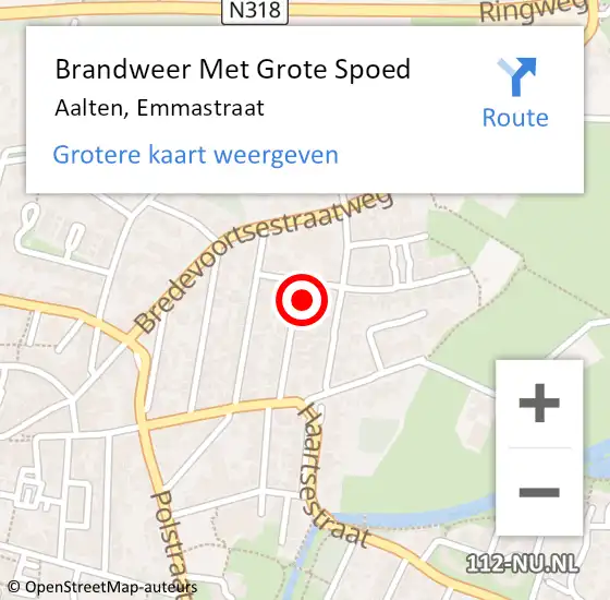 Locatie op kaart van de 112 melding: Brandweer Met Grote Spoed Naar Aalten, Emmastraat op 7 juni 2016 12:15