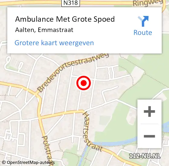 Locatie op kaart van de 112 melding: Ambulance Met Grote Spoed Naar Aalten, Emmastraat op 7 juni 2016 12:17