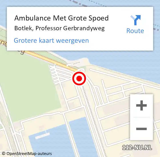 Locatie op kaart van de 112 melding: Ambulance Met Grote Spoed Naar Botlek, Professor Gerbrandyweg op 7 juni 2016 12:52