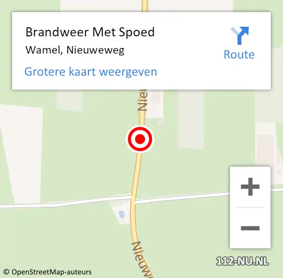 Locatie op kaart van de 112 melding: Brandweer Met Spoed Naar Wamel, Nieuweweg op 7 juni 2016 13:45