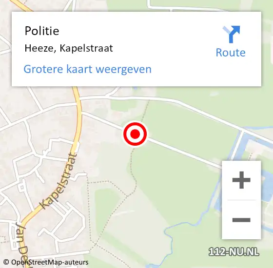 Locatie op kaart van de 112 melding: Politie Heeze, Kapelstraat op 7 juni 2016 14:18