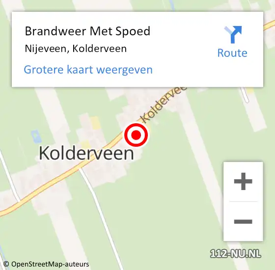 Locatie op kaart van de 112 melding: Brandweer Met Spoed Naar Nijeveen, Kolderveen op 7 juni 2016 14:32