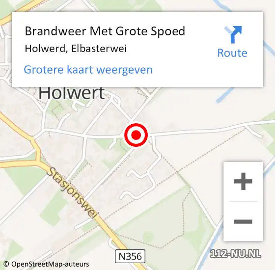 Locatie op kaart van de 112 melding: Brandweer Met Grote Spoed Naar Holwerd, Elbasterwei op 7 juni 2016 15:10