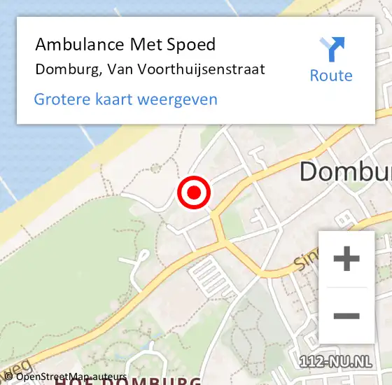 Locatie op kaart van de 112 melding: Ambulance Met Spoed Naar Domburg, Van Voorthuijsenstraat op 7 juni 2016 15:13