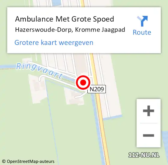 Locatie op kaart van de 112 melding: Ambulance Met Grote Spoed Naar Hazerswoude-Dorp, Kromme Jaagpad op 7 juni 2016 15:16