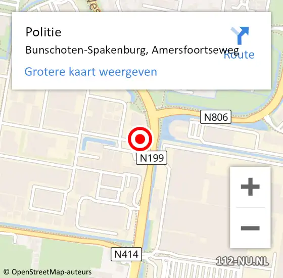 Locatie op kaart van de 112 melding: Politie Bunschoten-Spakenburg, Amersfoortseweg op 7 juni 2016 16:31