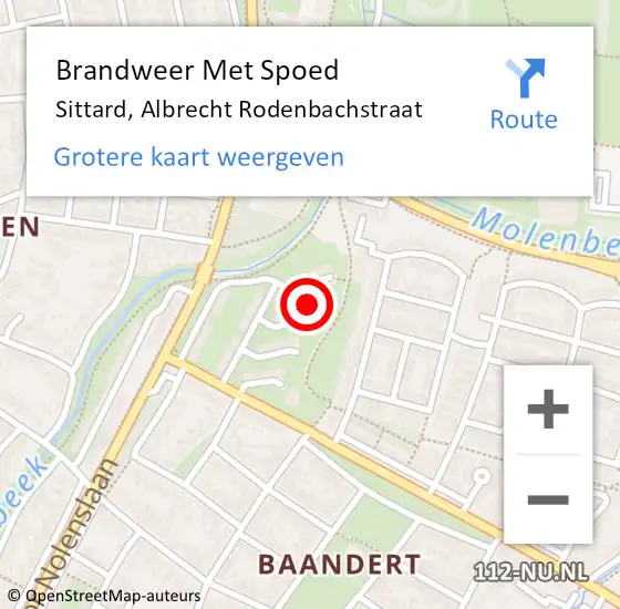 Locatie op kaart van de 112 melding: Brandweer Met Spoed Naar Sittard, Albrecht Rodenbachstraat op 7 juni 2016 17:07