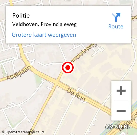 Locatie op kaart van de 112 melding: Politie Veldhoven, Provincialeweg op 7 juni 2016 17:26