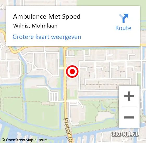 Locatie op kaart van de 112 melding: Ambulance Met Spoed Naar Wilnis, Molmlaan op 7 juni 2016 17:57