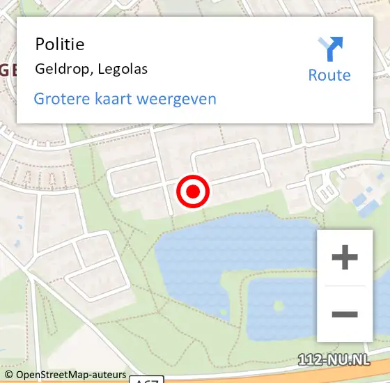 Locatie op kaart van de 112 melding: Politie Geldrop, Legolas op 7 juni 2016 18:16