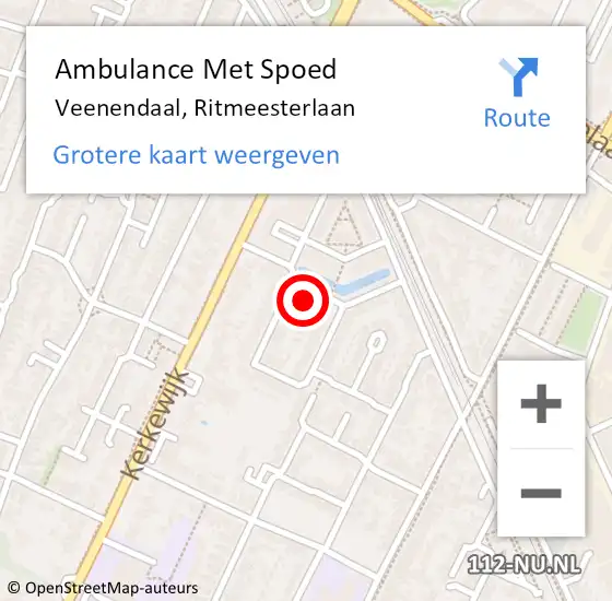 Locatie op kaart van de 112 melding: Ambulance Met Spoed Naar Veenendaal, Ritmeesterlaan op 7 juni 2016 18:20