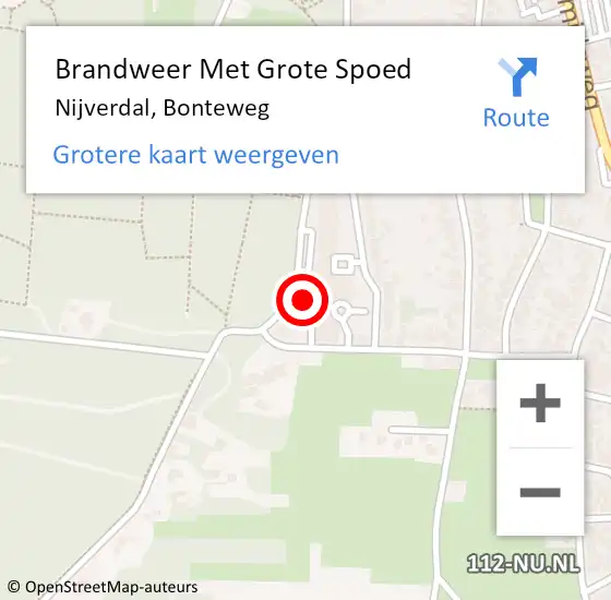 Locatie op kaart van de 112 melding: Brandweer Met Grote Spoed Naar Nijverdal, Bonteweg op 7 juni 2016 19:12