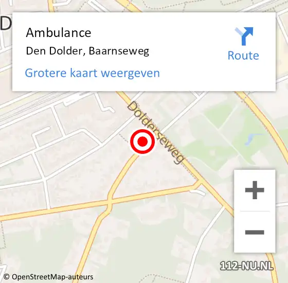 Locatie op kaart van de 112 melding: Ambulance Den Dolder, Baarnseweg op 7 juni 2016 19:12