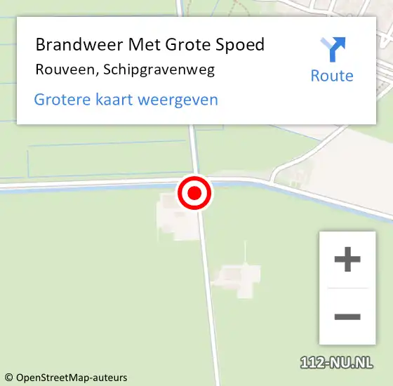 Locatie op kaart van de 112 melding: Brandweer Met Grote Spoed Naar Rouveen, Schipgravenweg op 7 juni 2016 20:14